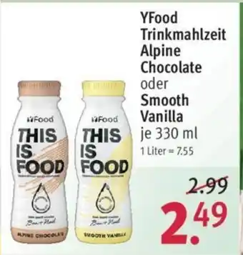 Rossmann YFood Trinkmahlziet Alpine Chocolate oder Smooth Vanilla 330ml Angebot