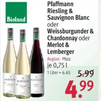 Rossmann Pfaffmann Riesling & Sauvignon Blanc oder Weissburgunder & Chardonnay oder Merlot & Lemberger 0,75L Angebot