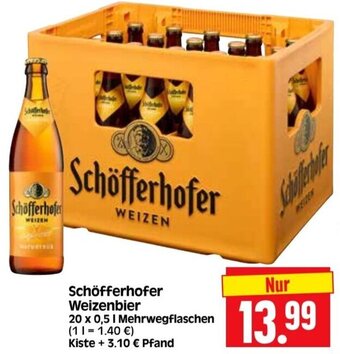 Edeka Herkules Schöfferhofer Weizenbier 20x0,5 L Angebot