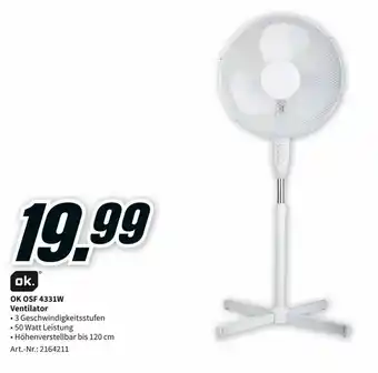 MediaMarkt OK OSF 4331W Ventilator Angebot