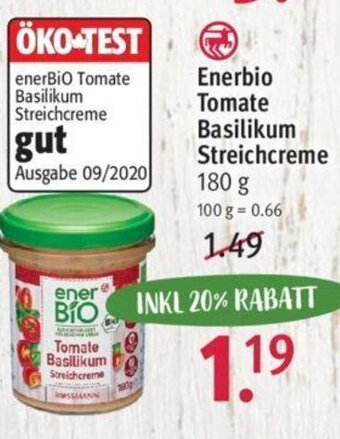 Rossmann Enerbio Tomate Basilikum Streichcreme 180g Angebot