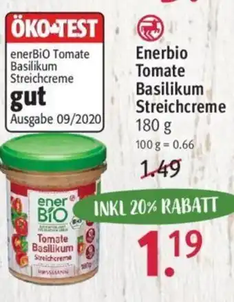 Rossmann Enerbio Tomate Basilikum Streichcreme 180g Angebot