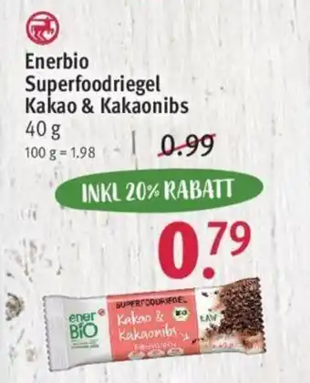 Rossmann Enerbio Superfoodriegel Kakao & Kakaonibs 40g Angebot