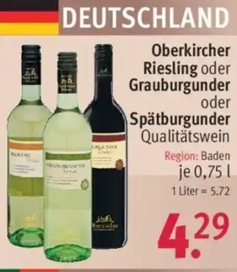 Rossmann Oberkircher Riesling oder Grauburgunder oder Spätburgunder 0,75L Angebot