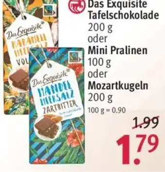 Rossmann Das Exquisite Tafelschokolade 200g oder Mini Pralinen 100g oder Mozartkugeln 200g Angebot