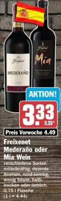 Hit Freixenet Mederaño oder Mia Wein 0,75 L Flasche Angebot