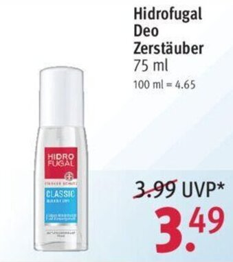 Rossmann Hidrofugal Deo Zerstäuber 75ml Angebot