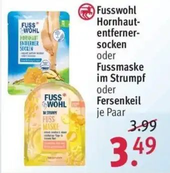 Rossmann Fusswohl Hornhaut entfernersocken oder Fussmaske im Strumpf oder Fersenkeil Angebot