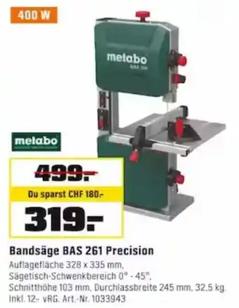 OBI metabo Bandsäge BAS 261 Precision Angebot