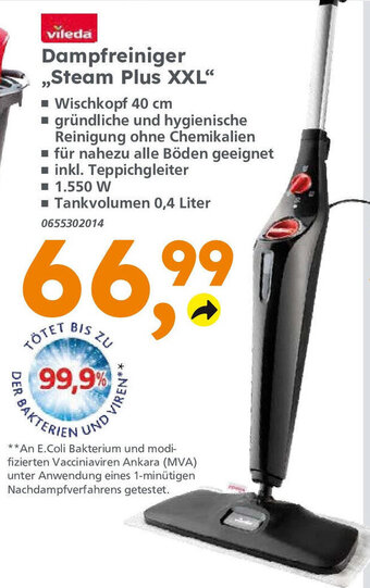 Globus Baumarkt vileda Dampfreiniger ,,Steam Plus XXL" Angebot