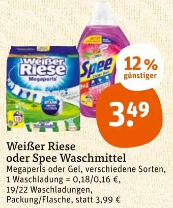 tegut Weißer Riese oder Spee Waschmittel 19/22 Waschladungen Angebot