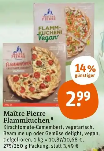 tegut Maître Pierre Flammkuchen 275/280 g Packung Angebot