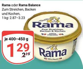 Globus Rama oder Rama Balance Zum Streichen, Backen und Kochen 400-450g Angebot