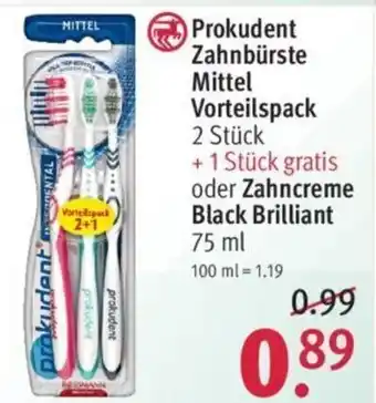 Rossmann Prokudent Zahnbürste Mittel Vorteilspack oder Zahncreme Black Brilliant 75ml Angebot