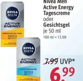 Rossmann Nivea Men Active Energy Tagescreme oder Gesichtspflegel 50 ml Angebot