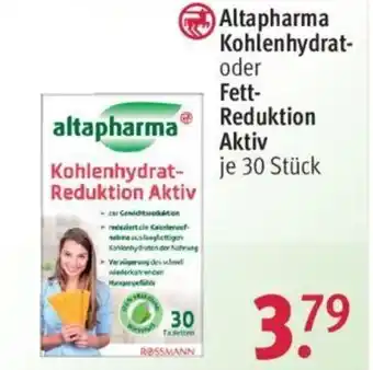 Rossmann Altapharma Kohlenhydrat oder Fett Reduktion Aktiv Angebot