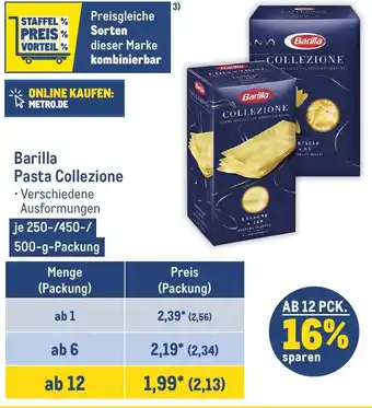 METRO Barilla Pasta Collezione 250/450/500 g Packung Angebot