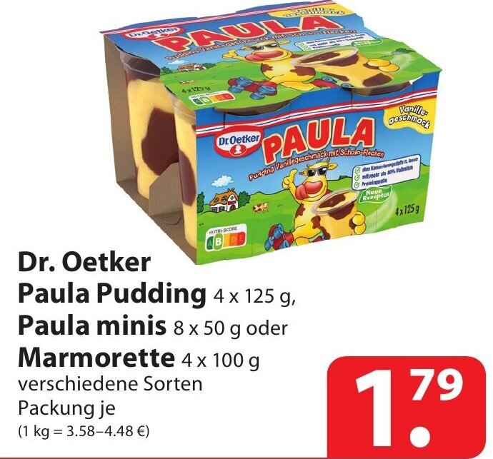 Dr. Oetker Paula Pudding 4 x 125 g, Paula minis 8 x 50 g oder