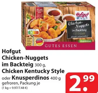 Famila Nord Ost Hofgut Chicken-Nuggets im Backteig 300 g, Chicken Kentucky Style oder Knusperdinos 400 g Angebot