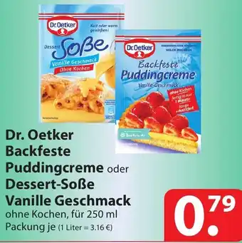 Famila Nord Ost Dr. Oetker Backfeste Puddingcreme oder Dessert-Soße Vanille Geschmack 250 ml Packung Angebot