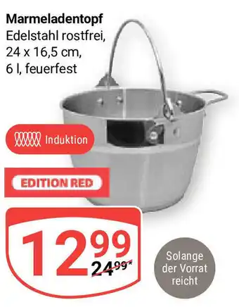 Globus EDITION RED Marmeladentopf Edelstahl rostfrei, 6 l, feuerfest Angebot