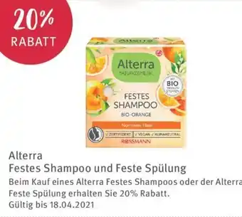 Rossmann Alterra Festes Shampoo und Feste Spülung Angebot