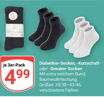 Globus Diabetiker-Socken, -Kurzschaft-oder -Sneaker-Socken Größen: 35/38-43/46 je 3er-Pack Angebot