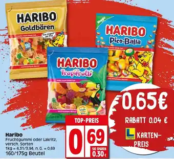 Elli Markt Haribo Fruchtgummi oder Lakritz 160/175g Beutel Angebot