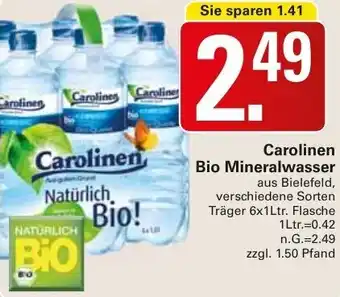 WEZ Carolinen Bio Mineralwasser 6x1 Ltr. Flasche Angebot