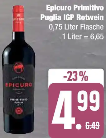 Edeka Epicuro Primitivo Puglia IGP Rotwein 0,75 Liter Flasche Angebot