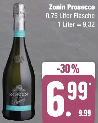 Edeka Zonin Prosecco 0,75 Liter Flasche Angebot