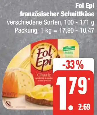 Edeka Fol Epi französischer Schnittkäse 100- 171 g Packung Angebot