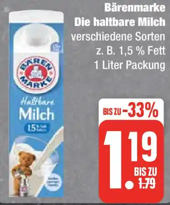 Edeka Bärenmarke Die haltbare Milch 1 Liter Packung Angebot