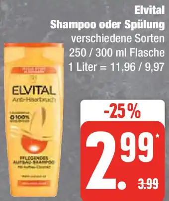 Edeka Elvital Shampoo oder Spülung 250/300 ml Flasche Angebot