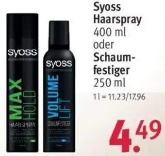 Rossmann Syoss Haarspray 400 ml oder Schaumfestiger 250 ml Angebot