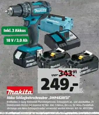 Hagebau Makita Akku Schlagbohrschrauber DHP482RF3J Angebot