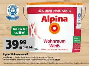 Hagebau Alpina Wohnraumweiß Angebot