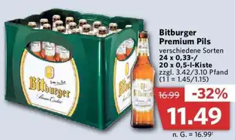 Combi Bitburger Premium Pils 24x0,33/20x0,5 L Kiste Angebot