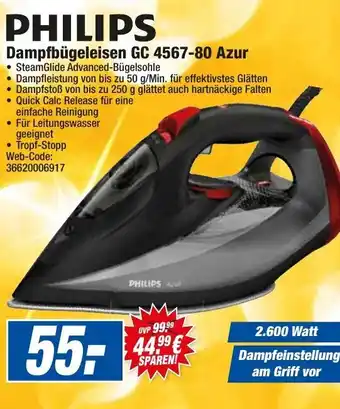 HEM Expert Philips Dampfbügeleisen GC 4567-80 Azur Angebot