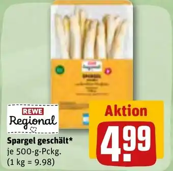 REWE Regional Spargel geschält* je 500-g-Pckg. Angebot