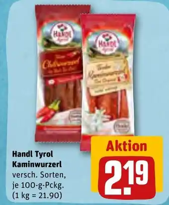 REWE Handl Tyrol Kaminwurzerl je 100-g-Pckg. Angebot