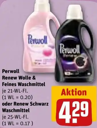 REWE Perwoll Renew Wolle & Feines Waschmittel 21 WL oder Renew Schwarz Waschmittel 25 WL-Fl. Angebot