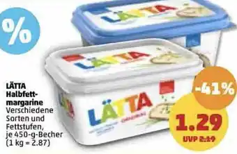 PENNY LÄTTA Halbfett-margarine 450-g-Becher Angebot