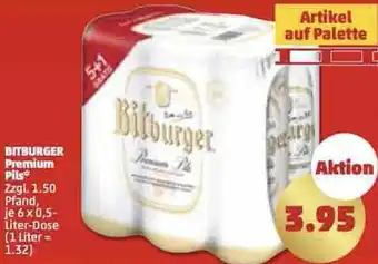 PENNY BITBURGER Premium Pils 6 x 0,5-Liter-Dose Angebot