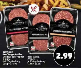 PENNY BUTCHER'S Beef Burger Patties 220/250 g Packung Angebot