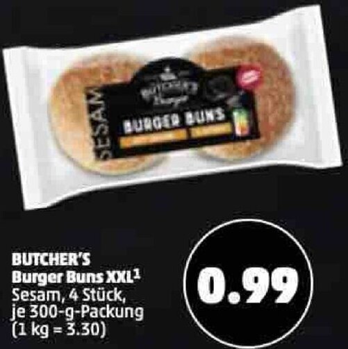 BUTCHER'S Burger Buns XXL 300gPackung Angebot bei PENNY