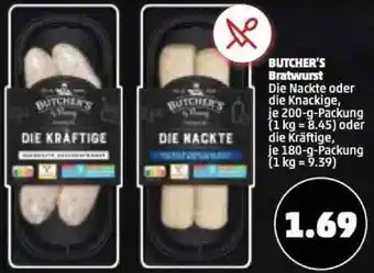 PENNY BUTCHER'S Bratwurst 200/180 g Packung Angebot