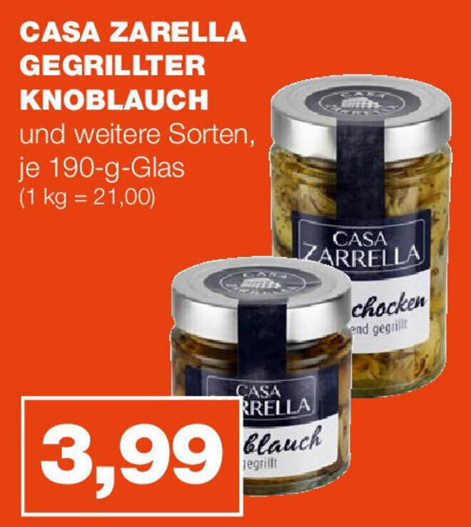 CASA ZARELLA GEGRILLTER KNOBLAUCH 190 g Glas Angebot bei mein real