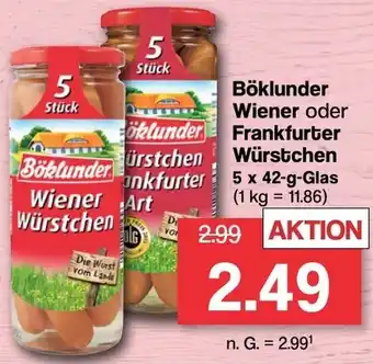 Famila Nord West Böklunder Wiener oder Frankfurter Würstchen 5x42 g Glas Angebot