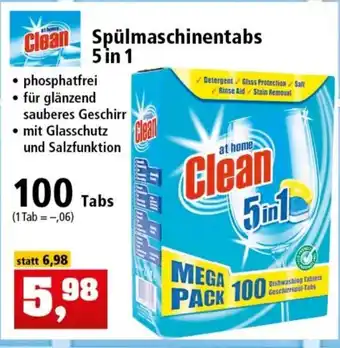 Thomas Philipps At Home Clean Spülmaschinentabs 5 in 1 100 Tabs Angebot